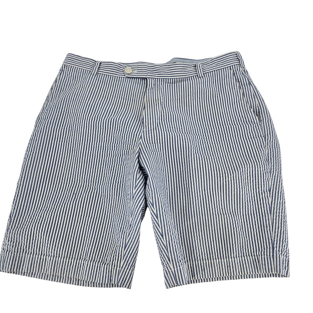 Brooks Brothers mens bermuda shorts seersucker size W38 blue white